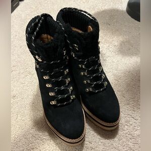 Kate Spade Willow black suede wedge boots - 8 - NIB